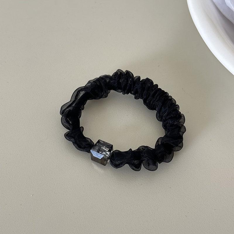 Прозрачная сетчатая резинка для волос с мелкими квадратными бусинами: Простая, универсальная, высокоэластичная резинка для хвостов.