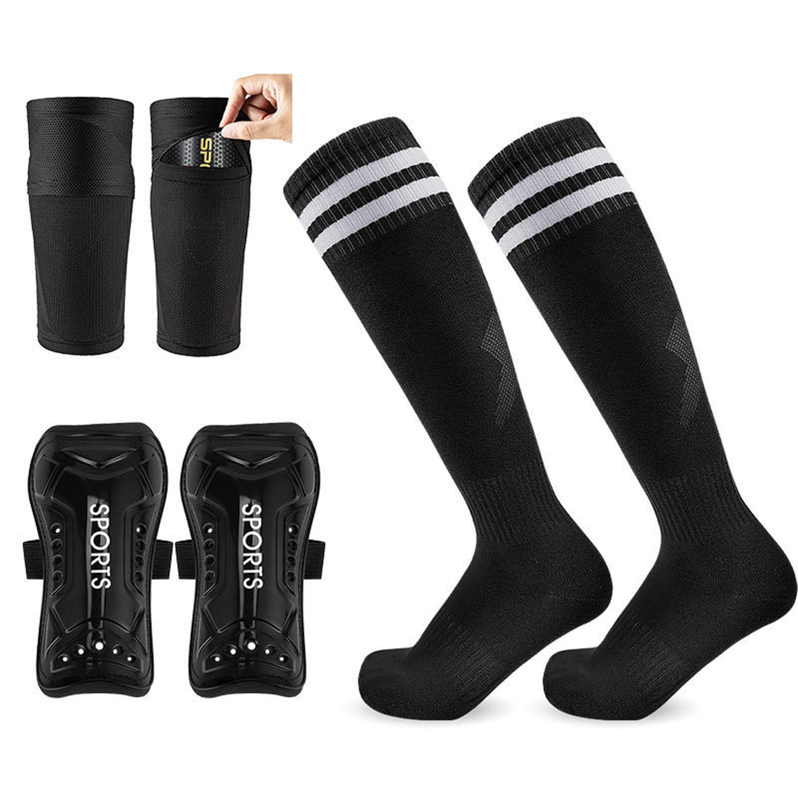 Football Shin Guards with Straps, Soccer Shin Pads and Socks, Shin Guard Sock Covers for Training and Matches L