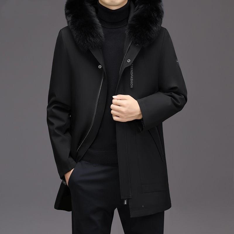 

Мужчина средних лет в стиле панк плюс бархатные пуховые пальто Парка со съемной подкладкой Мужская шуба из натурального меха средней длины со съемной подкладкой из меха кролика рекс M