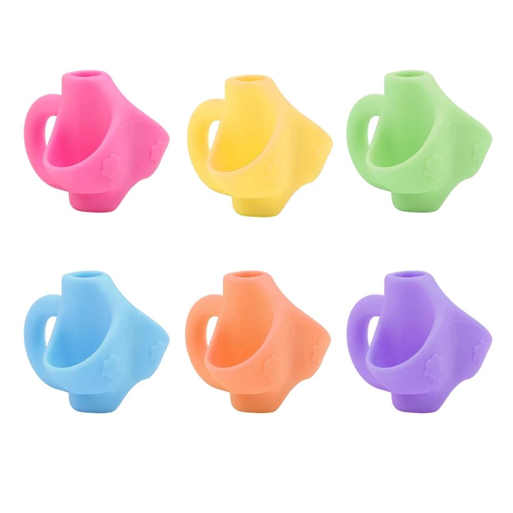 

1/6 шт. Силиконовые держатели для карандашей, фиксаторы для трех пальцев, для коррекции осанки при письме, тренажер для захвата, детский держатель для карандашей, вспомогательное средство для письма