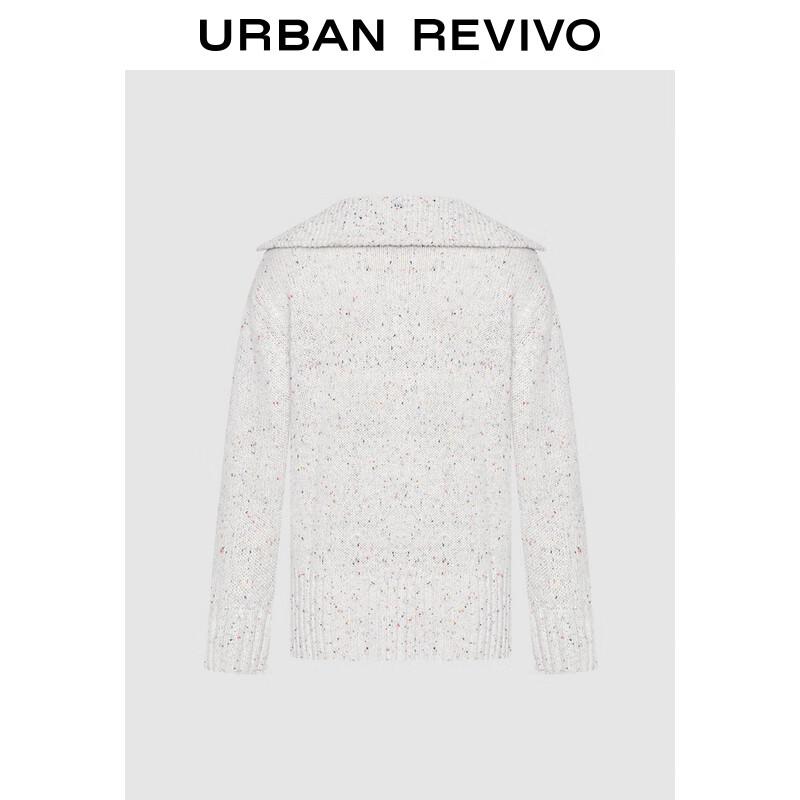 UR Damen 2024 Herbst/Winter Strickoberteil mit Reverskragen und Reißverschluss, lockere Passform