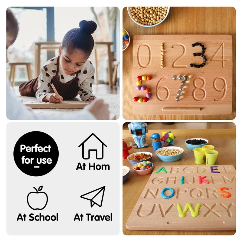 Brinquedos Montessori de Matemática Alfabeto Colorido Número Forma Correspondência Tabuleiro de Madeira Brinquedos Educativos de Aprendizagem Precoce para Bebês Material Didático