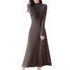 Autumn and winter new semi-turtleneck long knee warm dress fashionable versatile knitted sweater skirt women
