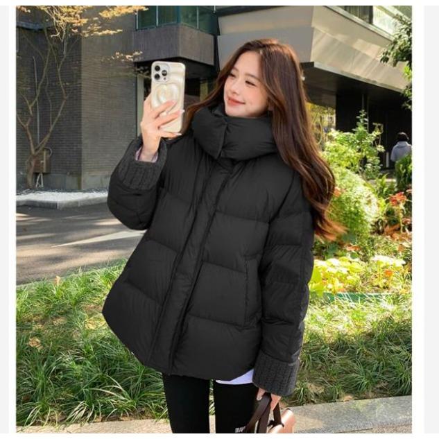 Žieminė storesnė moteriška striukė su oversized avikailio apykakle
