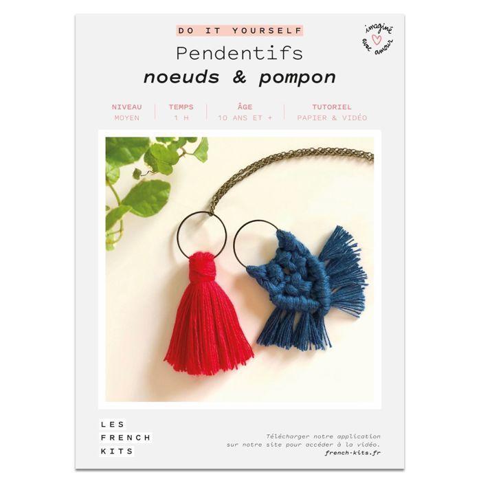 French Kits Sewing Kit - Knots &; Pompom - Medium Level - 6 Pieces - Blue