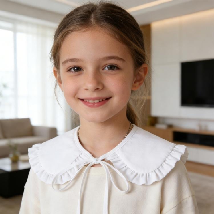 Detachable Ruffled Collar False Collar For Little Girls Easy And Simple To Wear Lacup Tied Decorative Collar For Student