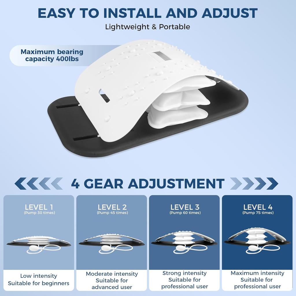 Back Stretcher for Lower Back Pain Relief,Adjustable Lumbar Traction Device, Ergonomic Spine Board with Acupressure Points,Back Massager for Spinal