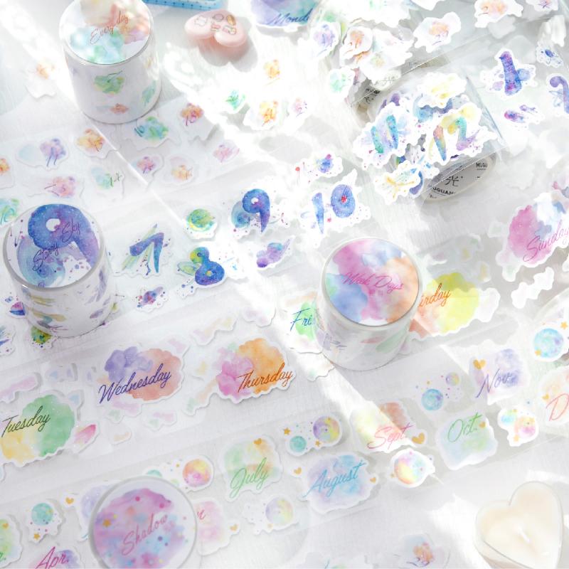 Journal GO 5x200cm Starry Sky Tape Stickers Aesthetics Cloud Sticker for Collage Junk Journal Scrapbook Card Masking Tape