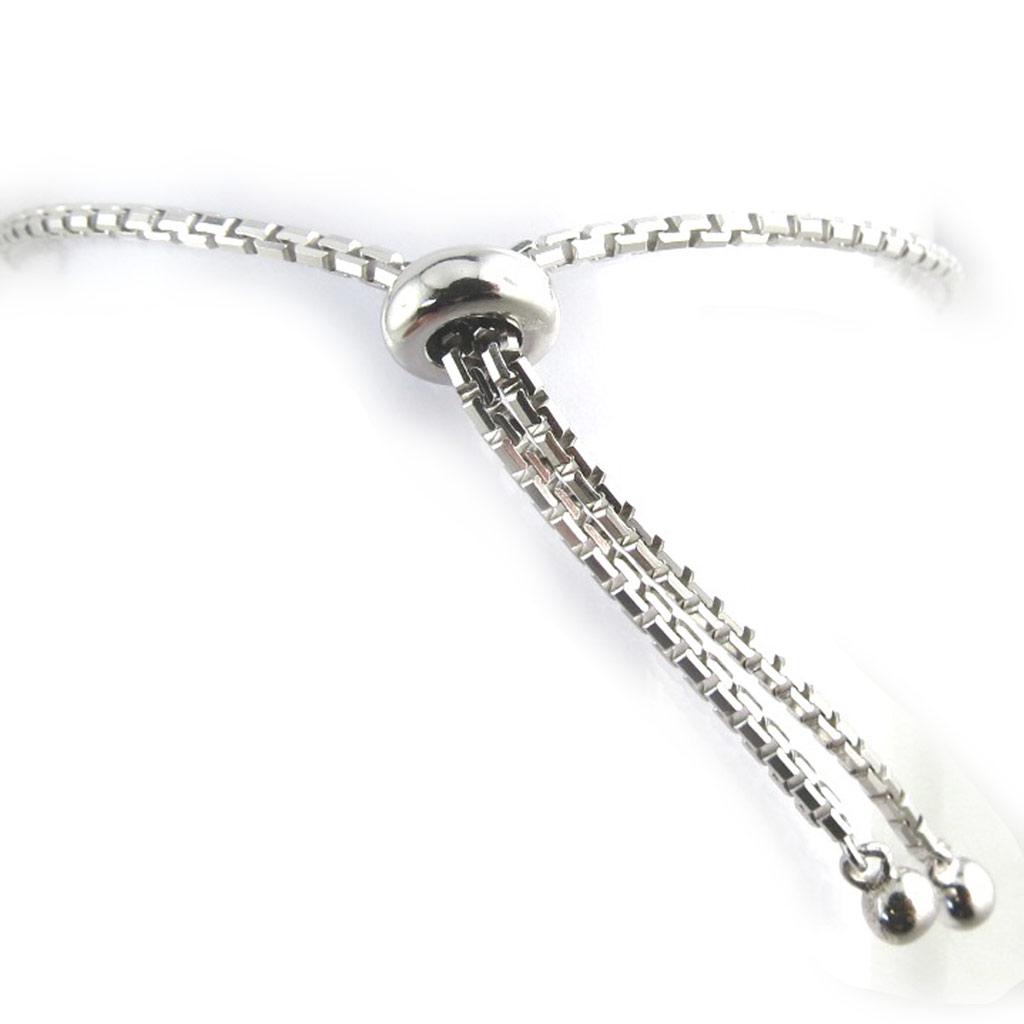 Les Trésors De Lily [M9989] - Mother-of-pearl White 'Love' Silver Bracelet (rhodium-plated)