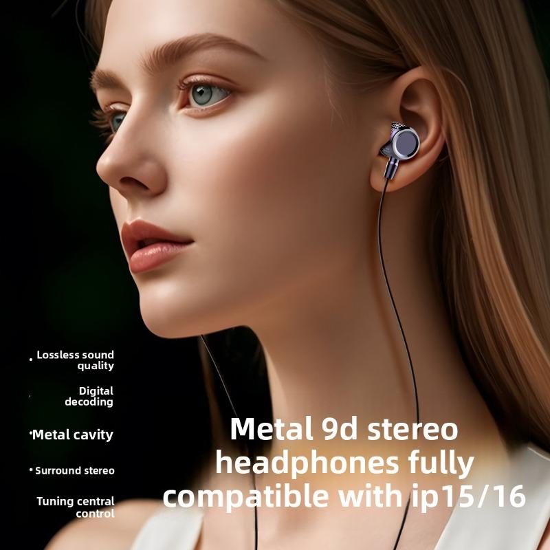 9D HIFI High Quality in Ear Earphone 3.5MM AUX/Type-C Digital Headphone Stereo Wired Headset with Mic Earbuds for IPhone Xiaomi