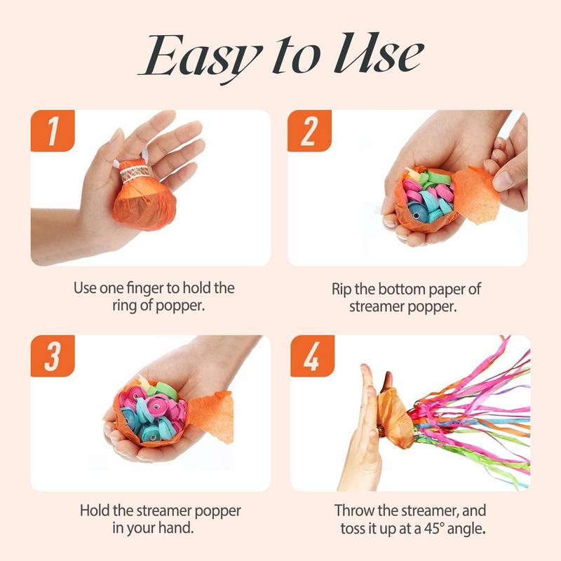 10pcs Colorful Hand Throw Confetti Poppers Throw Streamers Poppers No Mess Paper Crackers for Wedding Birthday Party Supplies