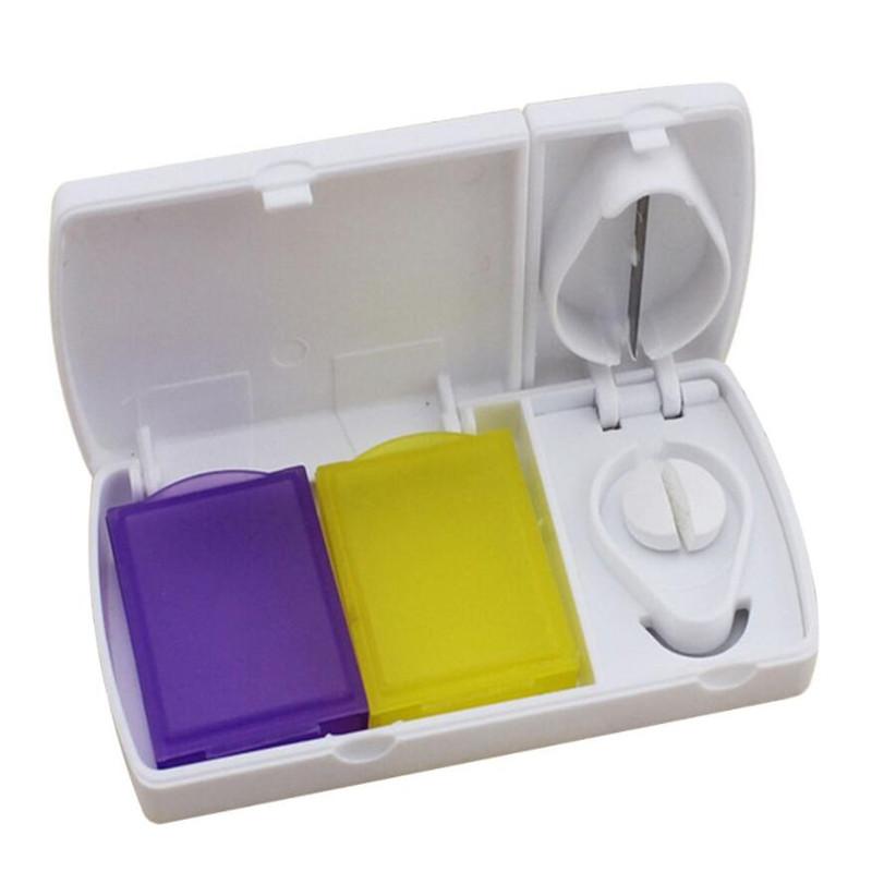 Pill Crusher Cutter Medicine Storage Box