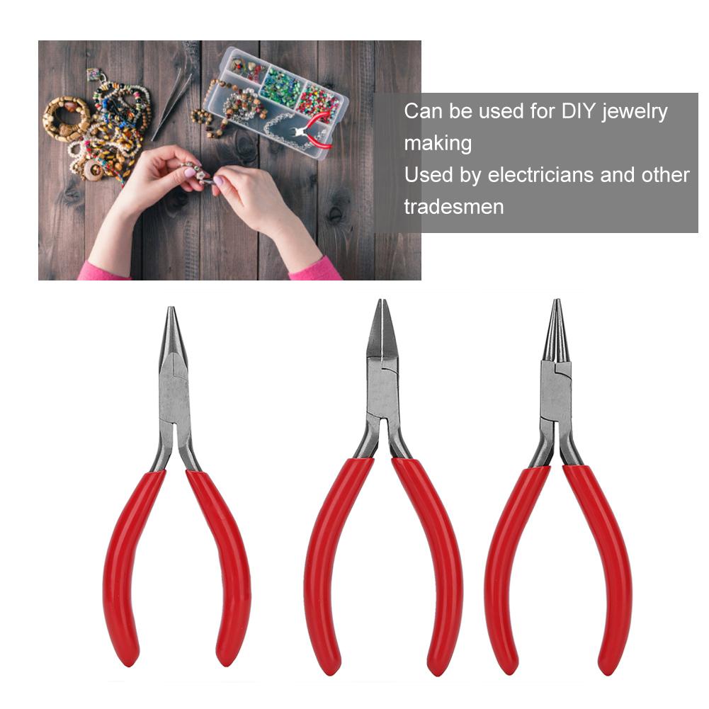 3pcs Mini Needle Nose Flat Round Pliers Wire Cutting Tool Jewelry Processing Pliers