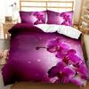 Purple Beautiful Flowers 3D Printed Bedding Set Cozy Soft Duvet Cover Set King Queen Twin Size Birthday Gift Bedroom Decoration