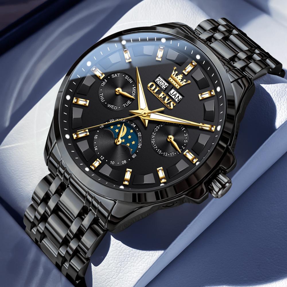 Relojes OLEVS para Hombre 7070 Lujo Moda Original Automático Mecánico para Hombre Calendario Fase Lunar Resistente al Agua Luminoso Fecha