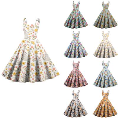 Women's Casual Fashion Print Sexy Off Shoulder Punk Retro Dress Retro Dress Dress
