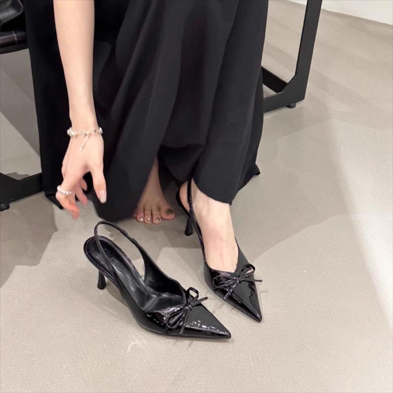 Fashion Bow High Heels For Woman Sexy Pointed Toe Patent Leather High Heels 2025 New Autumn Elegant Woman Heeled Shoes