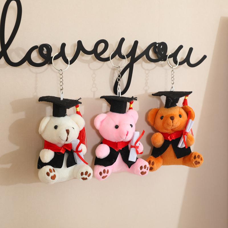 12cm Doctor Bear Plush Toy - Graduation Stuffed Animal with Cap & Gown Cute Educational Gift for Students Kids Graduation Season