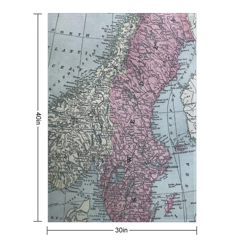 Norway and Sweden, vintage map Throw Blanket Winter beds Blankets For Baby Plush Beach Blankets