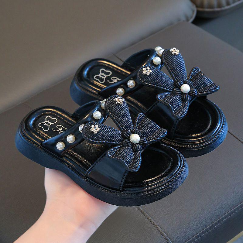 

Korean Style Girls Princess Sandals: Cute Summer Slippers for Indoor & Outdoor Toddler Use 155mm (Size 25) чёрный