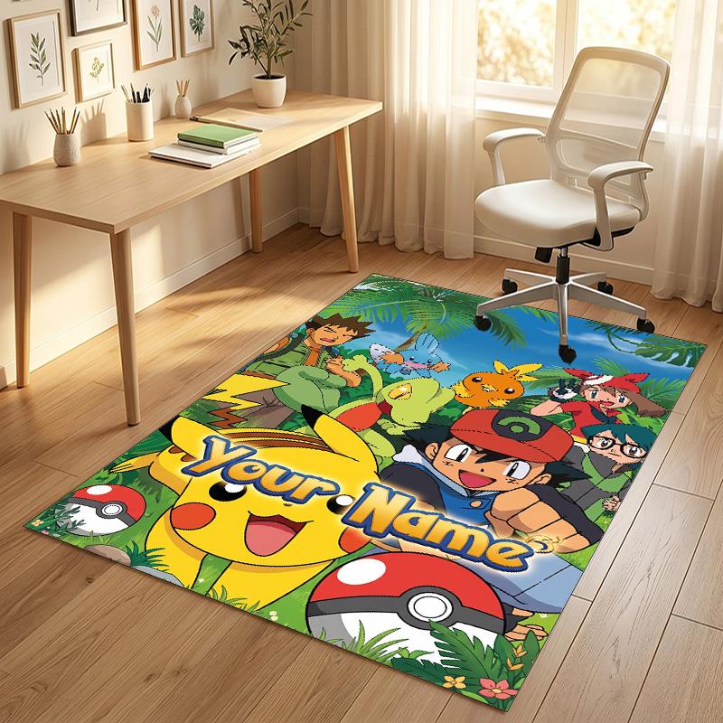 Personalisierter Kristall-Samtteppich, Pokémon-Name nach Wunsch bedruckt, Plüsch-Teppich für Heim-Innenraum-Dekoration