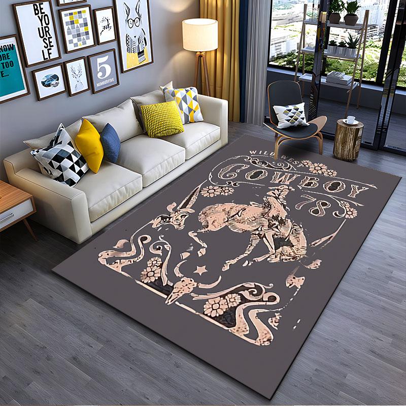 Wild West Cowboy Riding Design Suitable As a Non-slip Mat for the Living Room or Bedroom Sofa