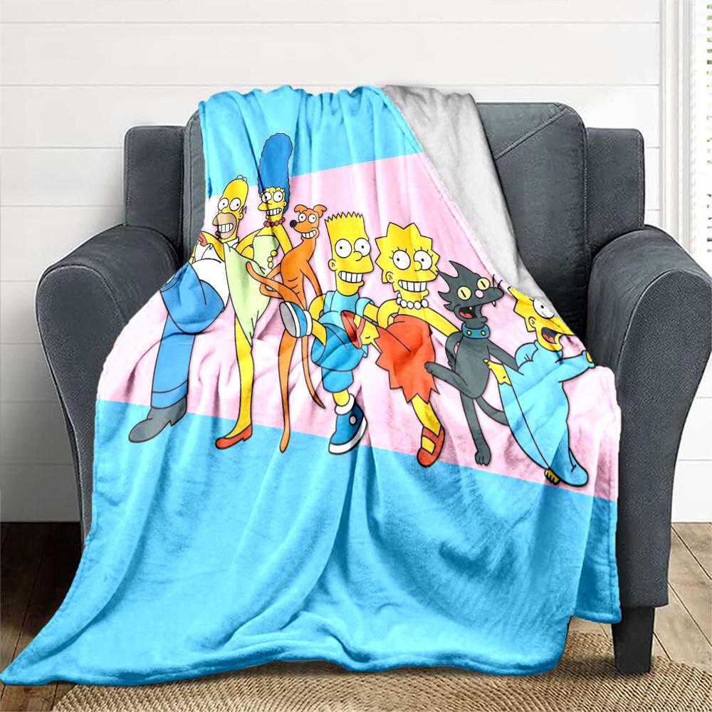The Simpsons Flannel Blanket, High quality Comfortable for All Seasons, Home Decor, Warmth and Comfort