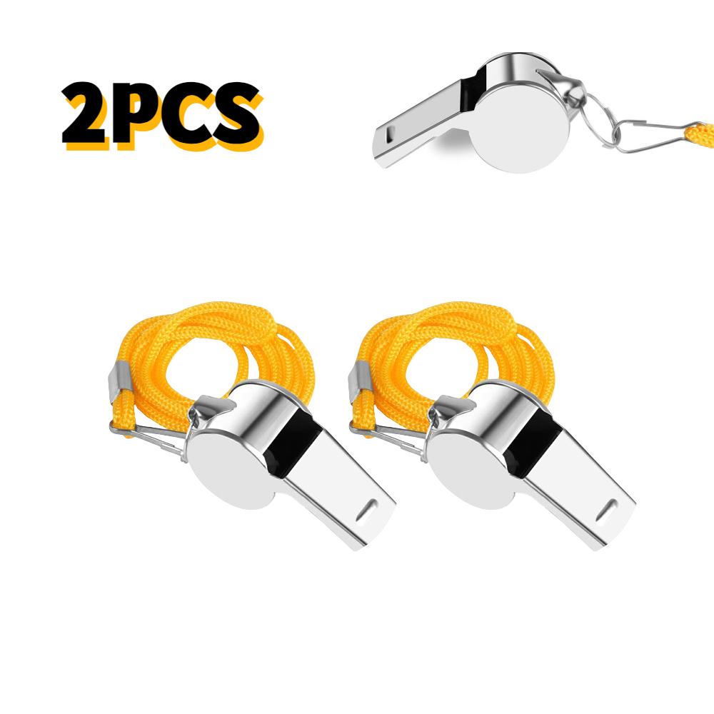 Survival Whistle with Rope Cheer Whistles Loud Crisp Sound Whistle Soccer Football Basketball Training Stainless Steel Whistle