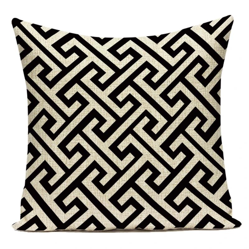 Czarny Biały Prosty Geometryczny Pasek Linia Dekoracyjna Poduszka Poliester Sofa Wystrój Domu Poszewka na Poduszkę do Salonu Poszewka