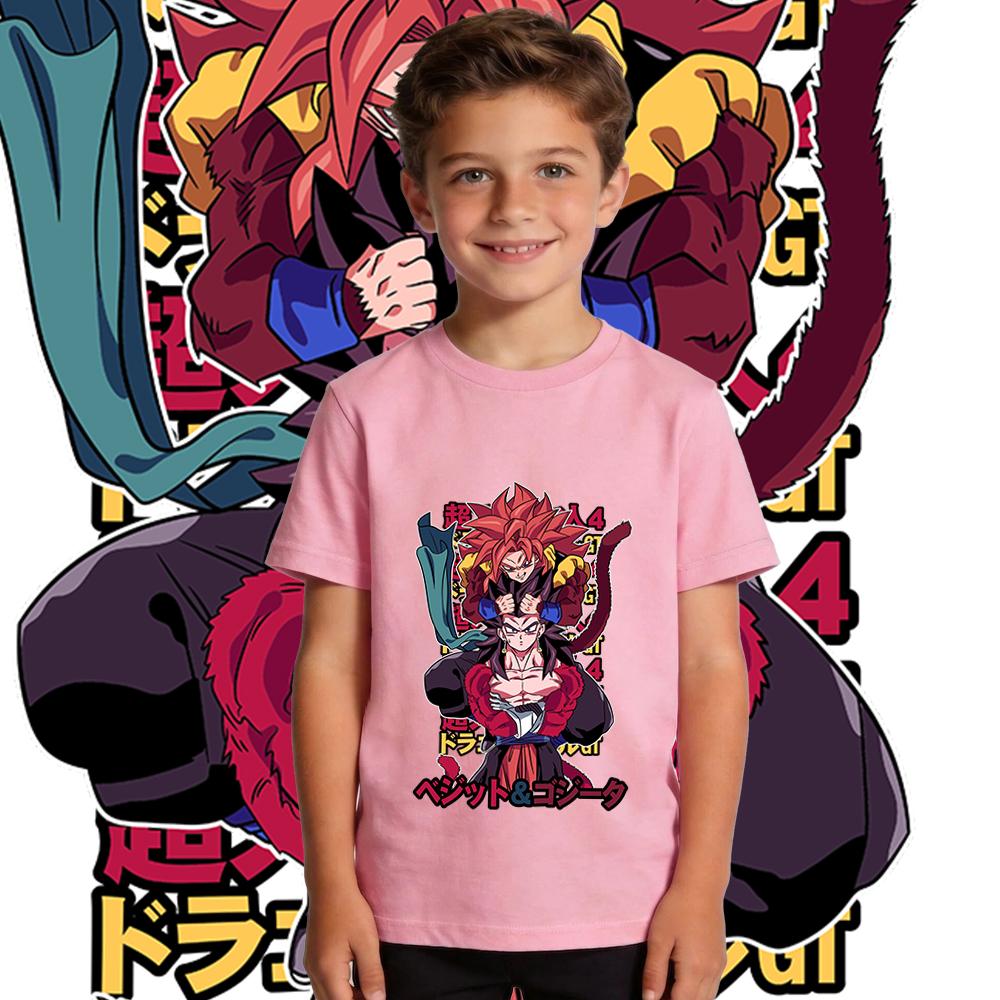 DBZ Vegetto SSJ4 x Gogeta SSJ4 Anime Print Kids Cotton T Shirt Short Sleeve Summer Clothes for Boys and Girls