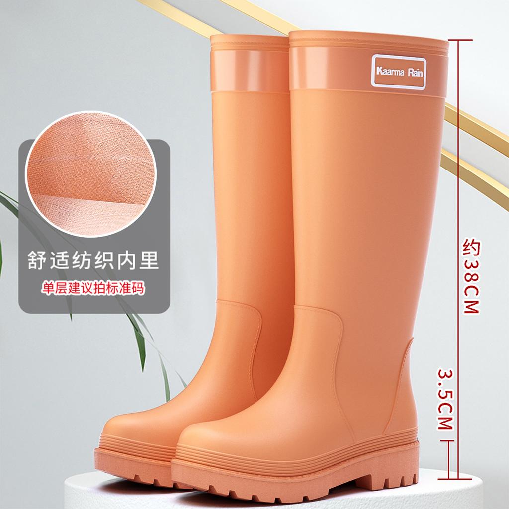 Rain Shoes Fashionable Women's High Tube Long Tube Non-slip Warm Kitchen Thickened Women's Waterproof Shoes Adult Rain Boots Rubber Shoes Women