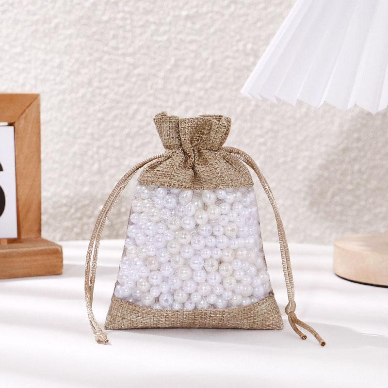 WTEMPO Clear Window Gift Bags Pearls Beads Jewelry Small Presents Packaging Drawstring Bags Perfect for Wedding Birthday Party Favors