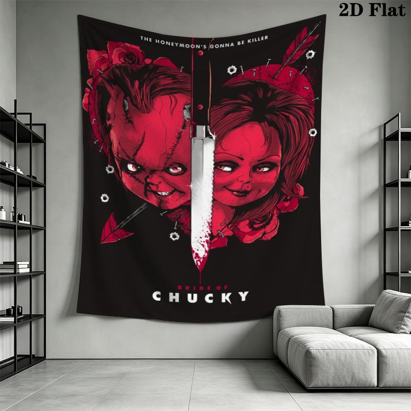 Arazzo da Parete Chucky Appeso Estetico alla Parete Coperta in Tessuto Stampato Arazzi Decorativi per Camera da Letto Soggiorno Decorazioni per la Casa