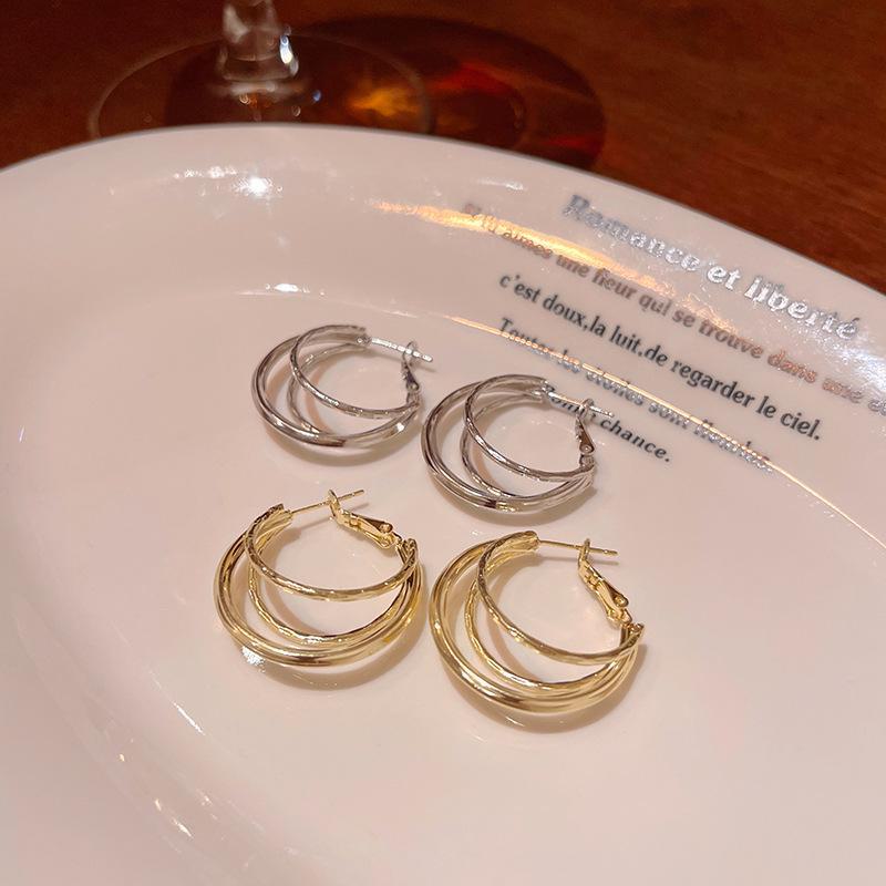 Elegant Multi-Layered Large Hoop Earrings for Women - Trendy European & American Design