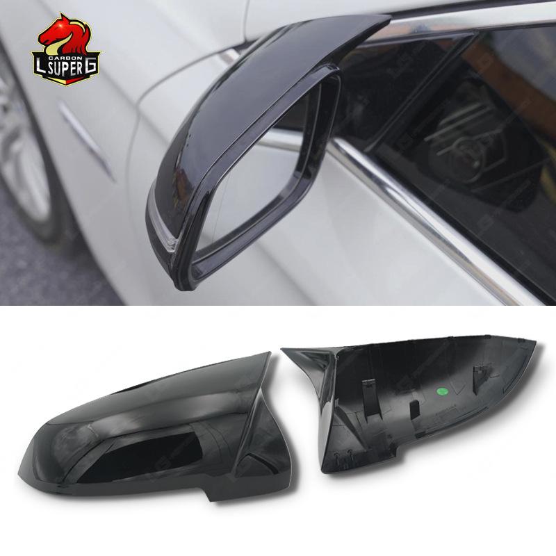 Compatible with BMW 5 Series F10 LCI Late Model, Left or Right-Hand Drive, Glossy Black Carbon Fiber Rearview Mirror Cover.