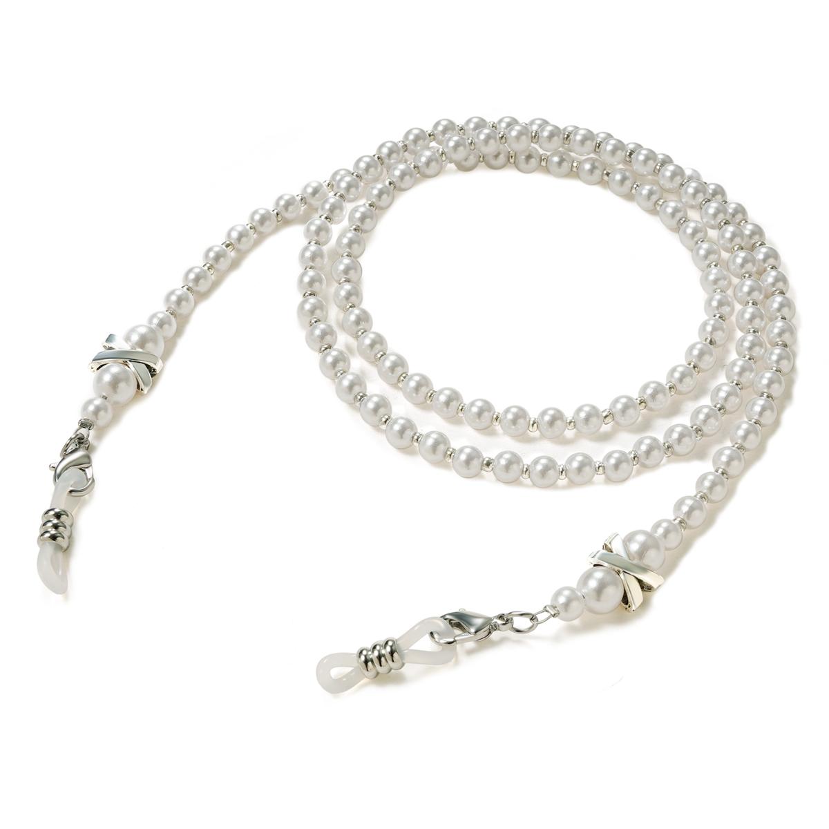 

Stylish Pearl Beaded Eyeglasses Chain for Women Fashion Beads Pearl Lanyard Beaded Pearl Necklace белый