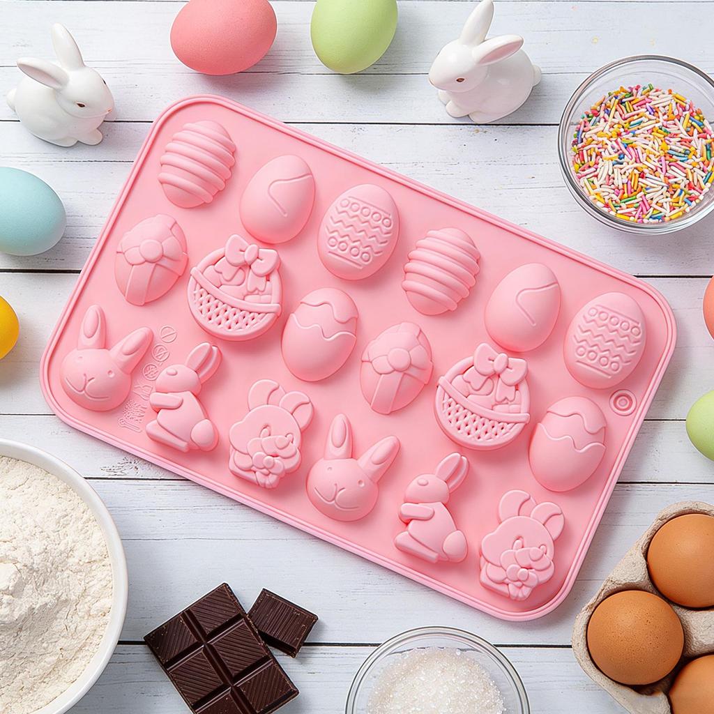 Easter Silicone Mold Cake Chocolate Cookie Baking Mould Rabbit Colored Holiday Easter Decoration Kitchen Bakeware Tools