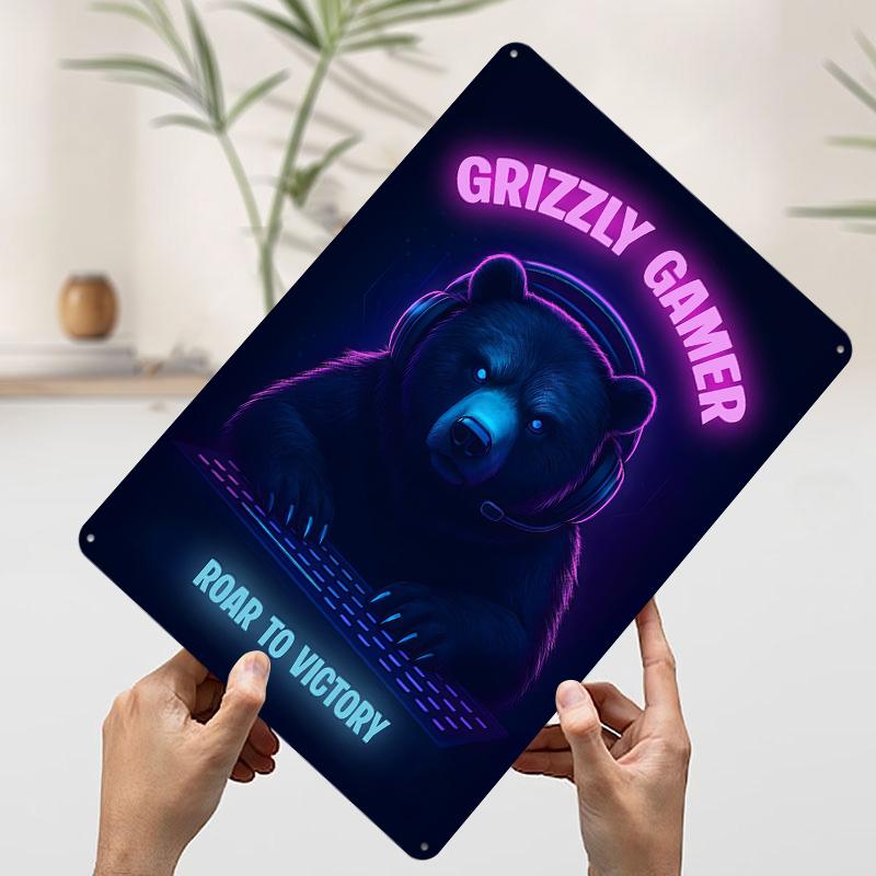 

Grizzly Gamer Roar to Victory Metal Poster Customized Wall Art Retro Vintage Tinplate Signs for Interior Decoration Living Room 7.9x11.8In(20x30cm)