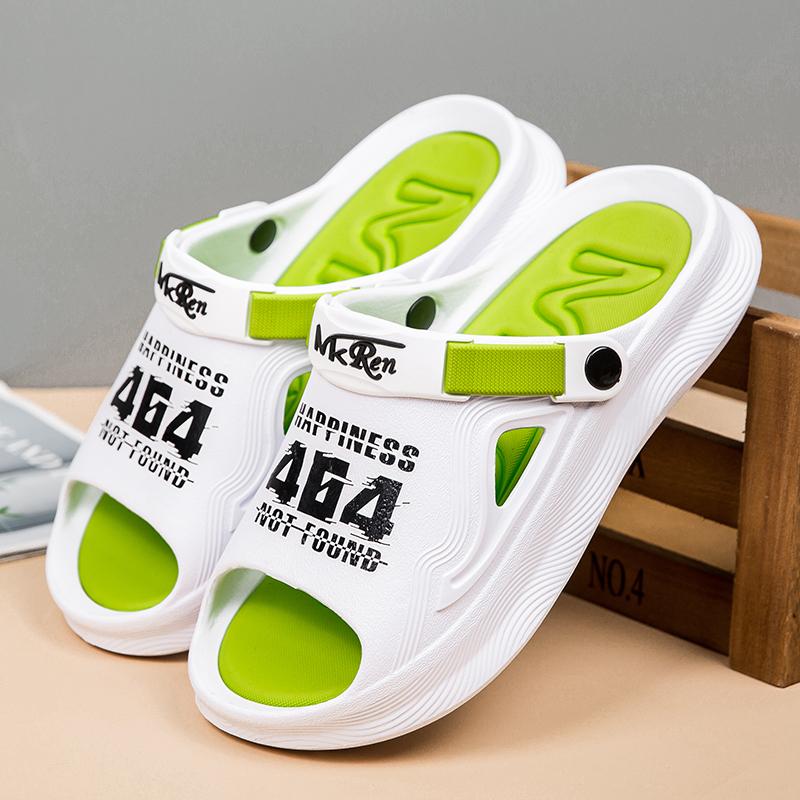 Fashion Men's Summer EVA Slip-On Slippers With Open Back And Two-Way Wear Resistant Anti-Slip Beach Shoes For Work And Outdoor Use