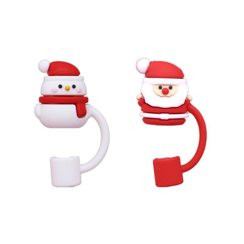 

2Pcs Drinking Straw Caps Plugs Portable Straw Caps Lovely Christmas Silicone Straw Covers Caps Straw Accessories 10mm
