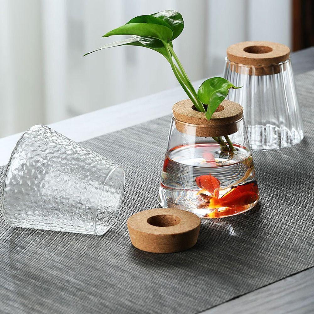 Wooden Base Vase Rack Thick Water Cultivation Vase Minimalist Glass Planter  Home Decoration