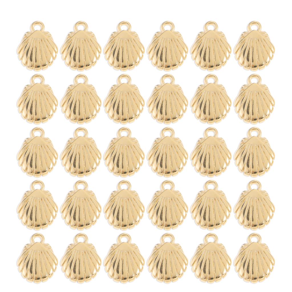 30/100pcs  Golden Marine Animal Charm Mixed Starfish Shell Stainless Steel Jewelry Making Pendant In Bulk