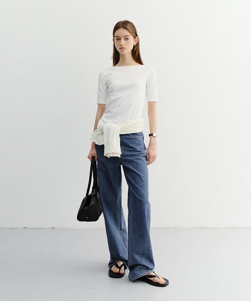 Deonseuteu Essential Boat Neck T-Shirt_Udts6B227_Off White