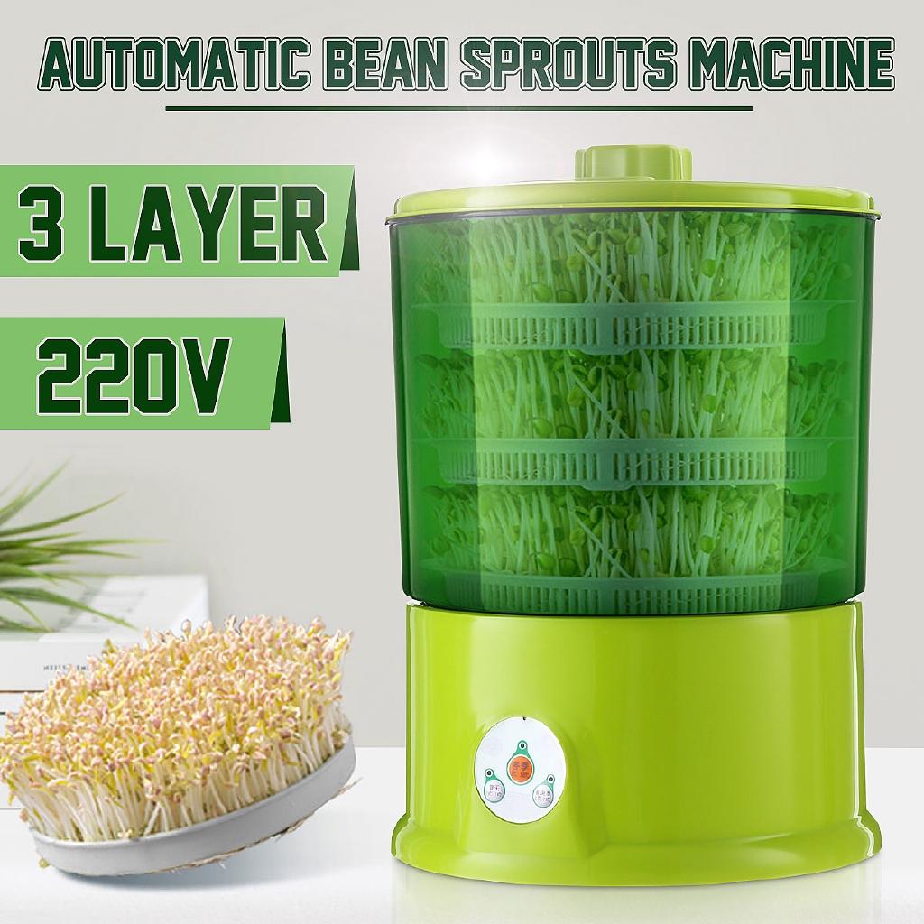 1,5L 3 Warstwy Domowe Narzędzia DIY Inteligentna Maszyna do Kiełków Fasoli 220v Wielofunkcyjna Automatyczna Kiełkownica 260x330mm