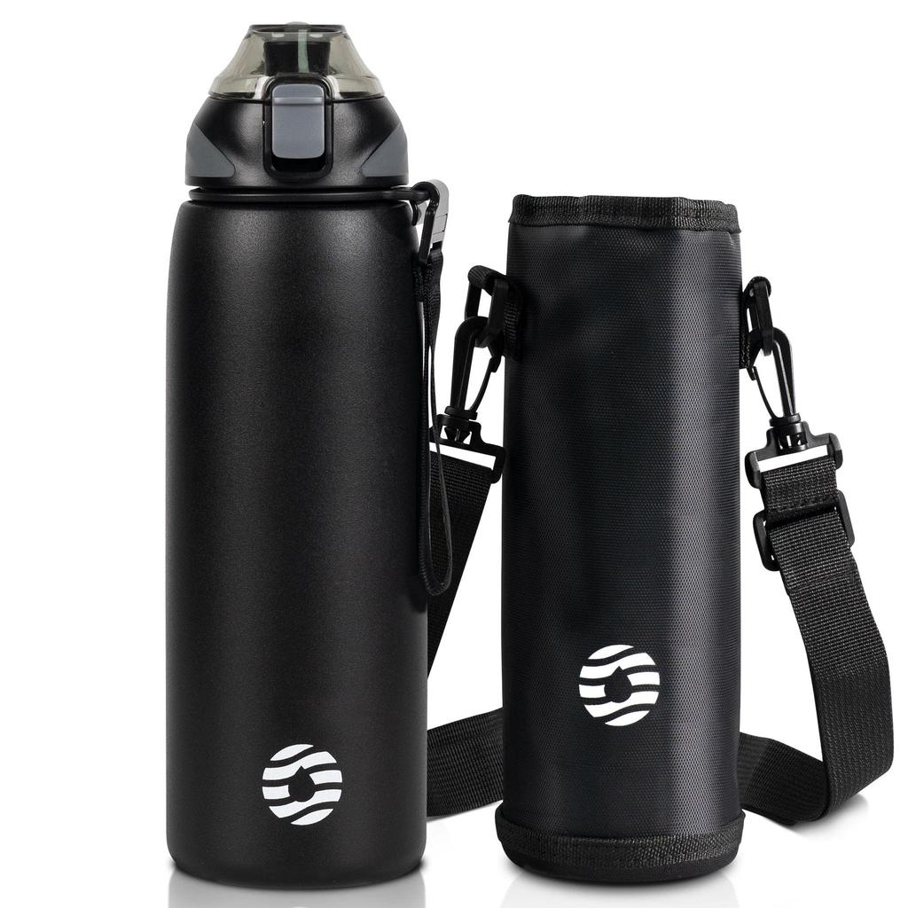 FJbottle 1 Liter Vacuum Insulated Sports Keeps Hot or Cold Drinks Hot or Wide Easy to Stainless Includes Water Bottle Cover and Cleaning Stylish for