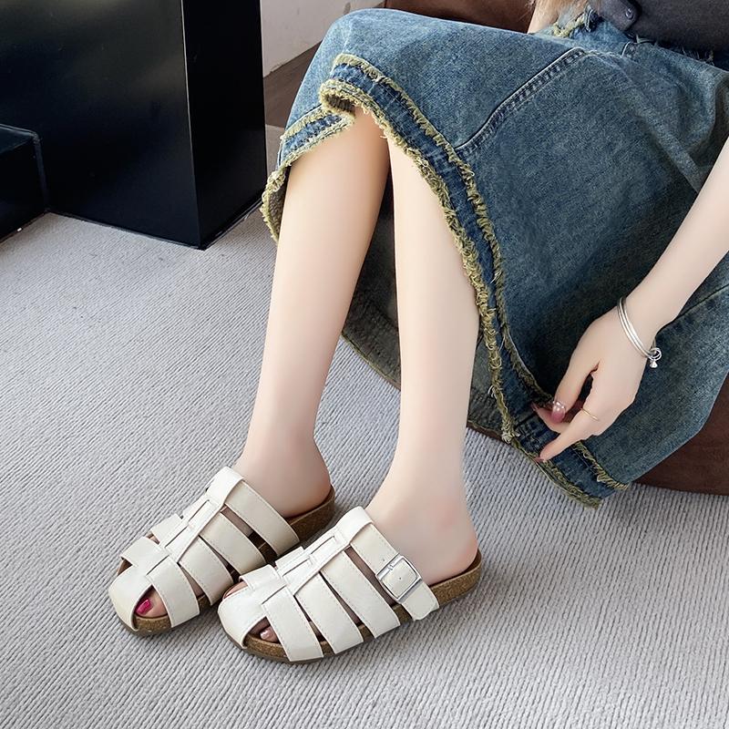 

Мода Лето Новые Баотоу На ногу Слипоны На плоской подошве Полуволочащиеся Женская обувь Мягкая подошва Перфорированные Дышащие Прохладные Волочащиеся 42 бежевый