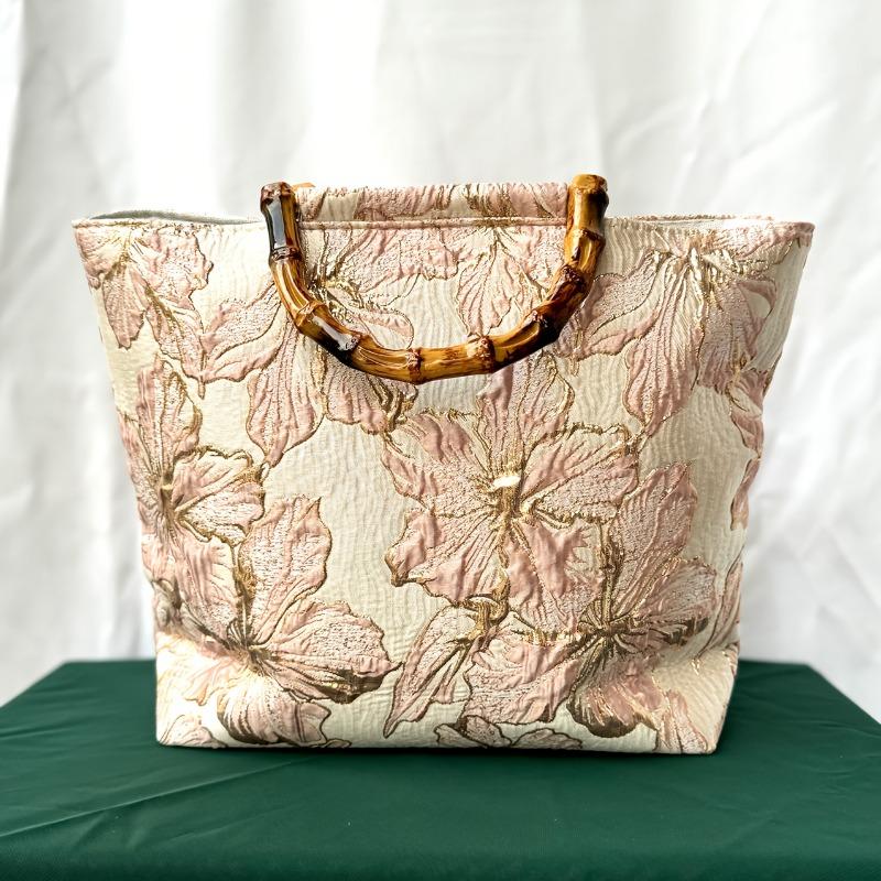 

1pcs Canvas Tote Bag Double-Side Embroidery & Handmade Large Capacity Commuter Work Bag Durable Canvas Lightweight Spacious 29x29x8cm розовый