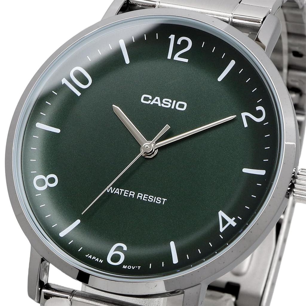 CASIO MTP-VT03D-3B quartz men's watch deep green metal band overseas model