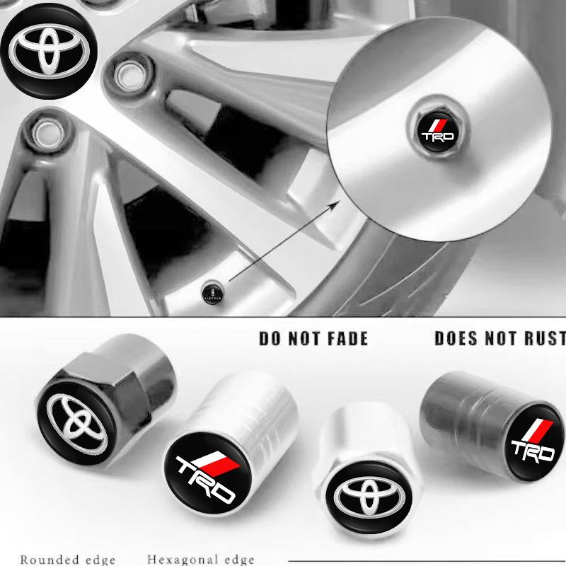 4Pcs Matt Car Wheel Tire Valve Caps for Toyota TRD RAV4 Corolla Camry Frontier Supra C-HR Tacoma PradoCorolla CHR Accessorie