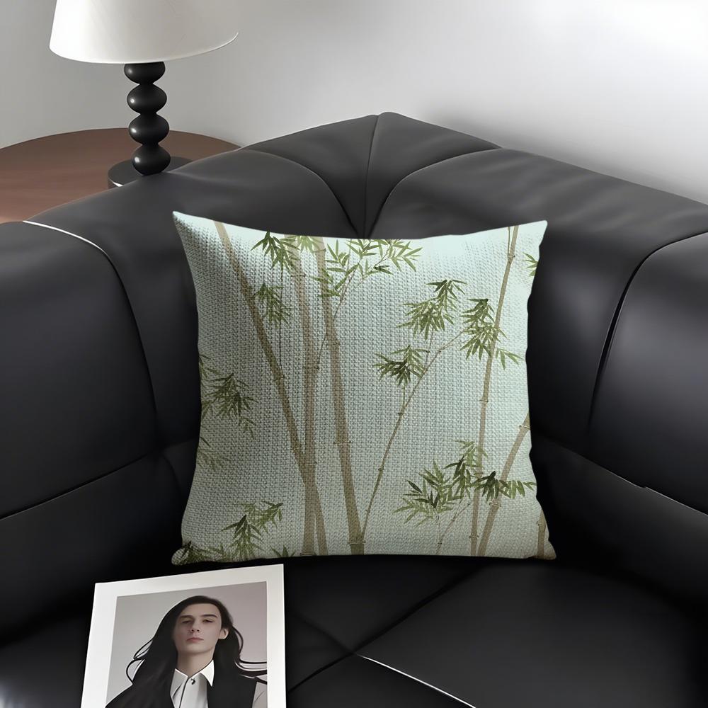 Bamboo Luxury Cushion Cover Natural Linen Organic Fabric DoubleSided Printing Sofa Home Decor Gift Pillow Case